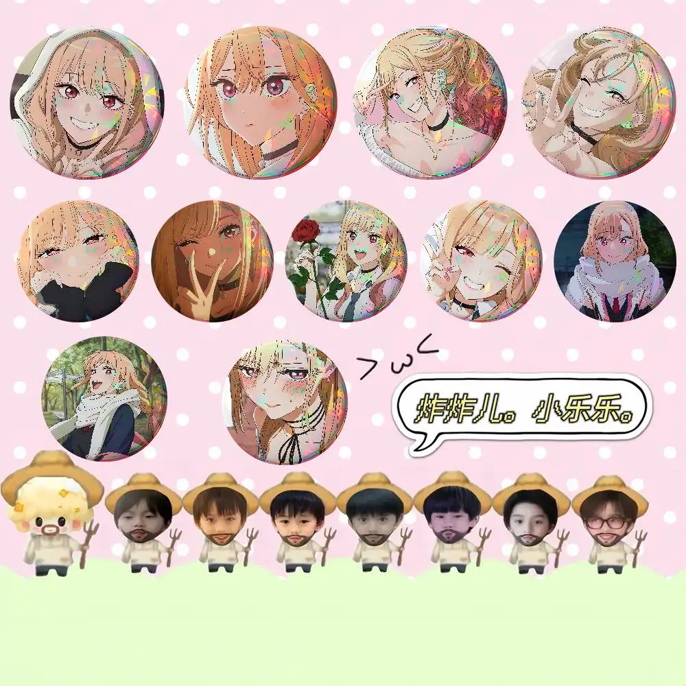 Kitagawas Marin Badges Tinplate Soft Button Pin Brooch Metal Badge Custom Jewelry Accessories Hat Bag Lapel