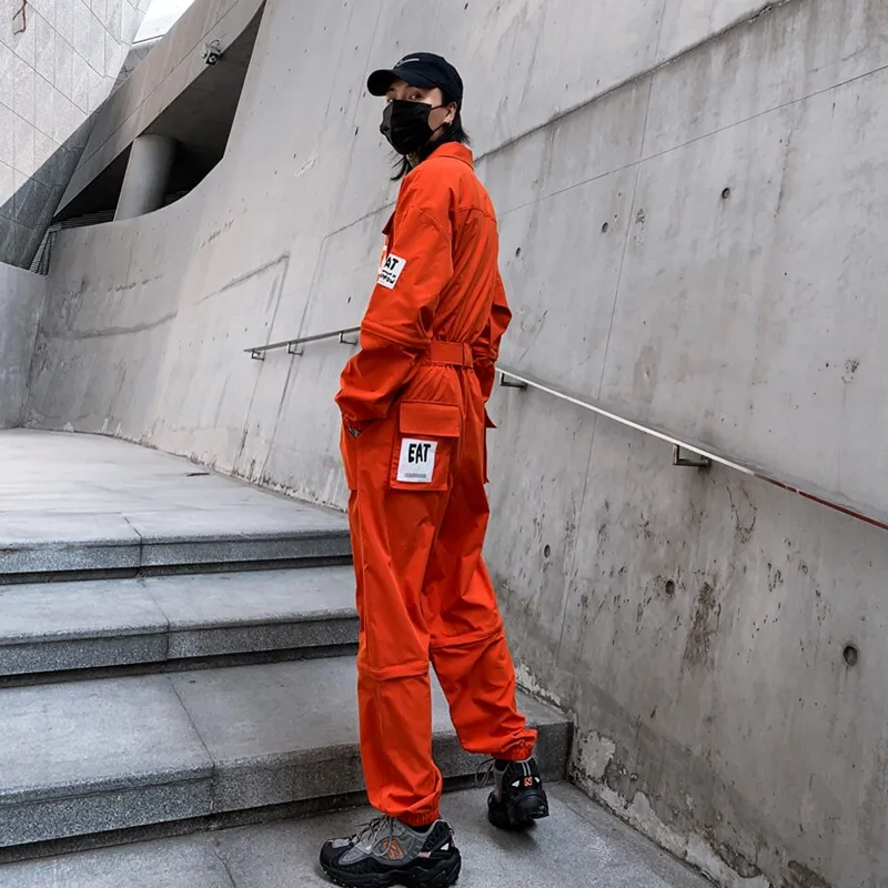 Spring  Solid Color Casual Pants Men's Trendy Loose Japanese Style Youth Jumpsuit High Street Workwear Pants Set Handsome