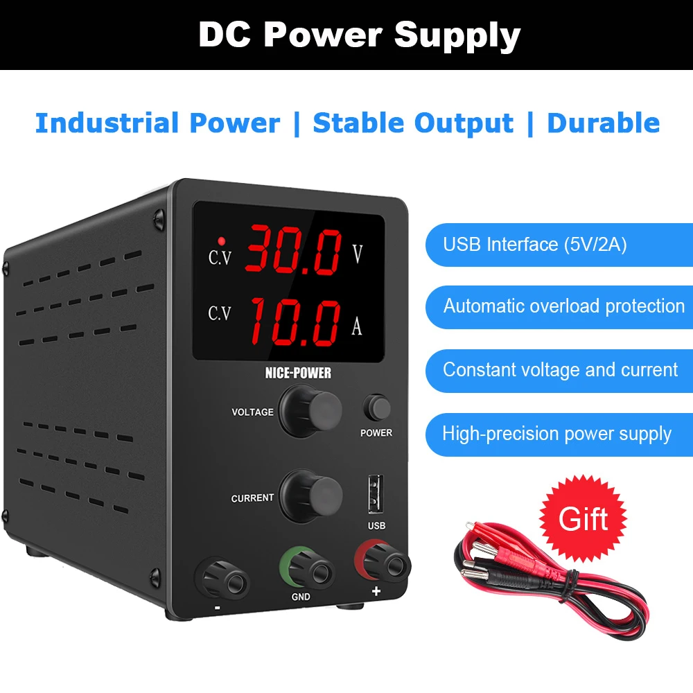 

30V10A DC Adjustable Power Supply Switching Voltage Regulator 220V 110V USB Fast Charge 120V 3A Lab Power Source High Precision