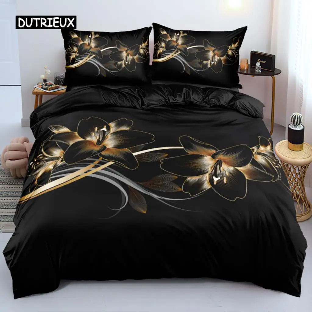 

Classic Duvet Cover Sets Flower Blue Gold King,Queen,Full,Twin Double Quilt Covers Pillowcases Bed Linens Bedding Set 260x220cm