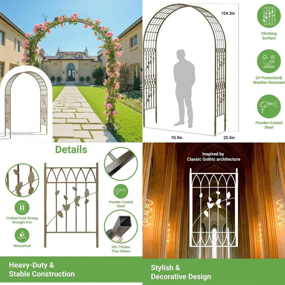 

Садовая беседка из меди из кованого железа в британском стиле, высота 104,3 дюйма, решетка для вьющихся растений и цветов