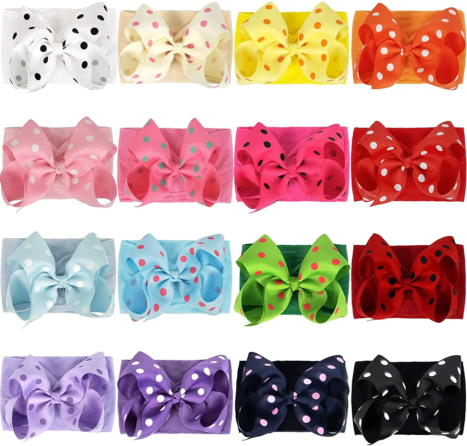 8Pcs 6Inch children\'s headwear Polka dot bow headband headband headband baby soft nylon headband