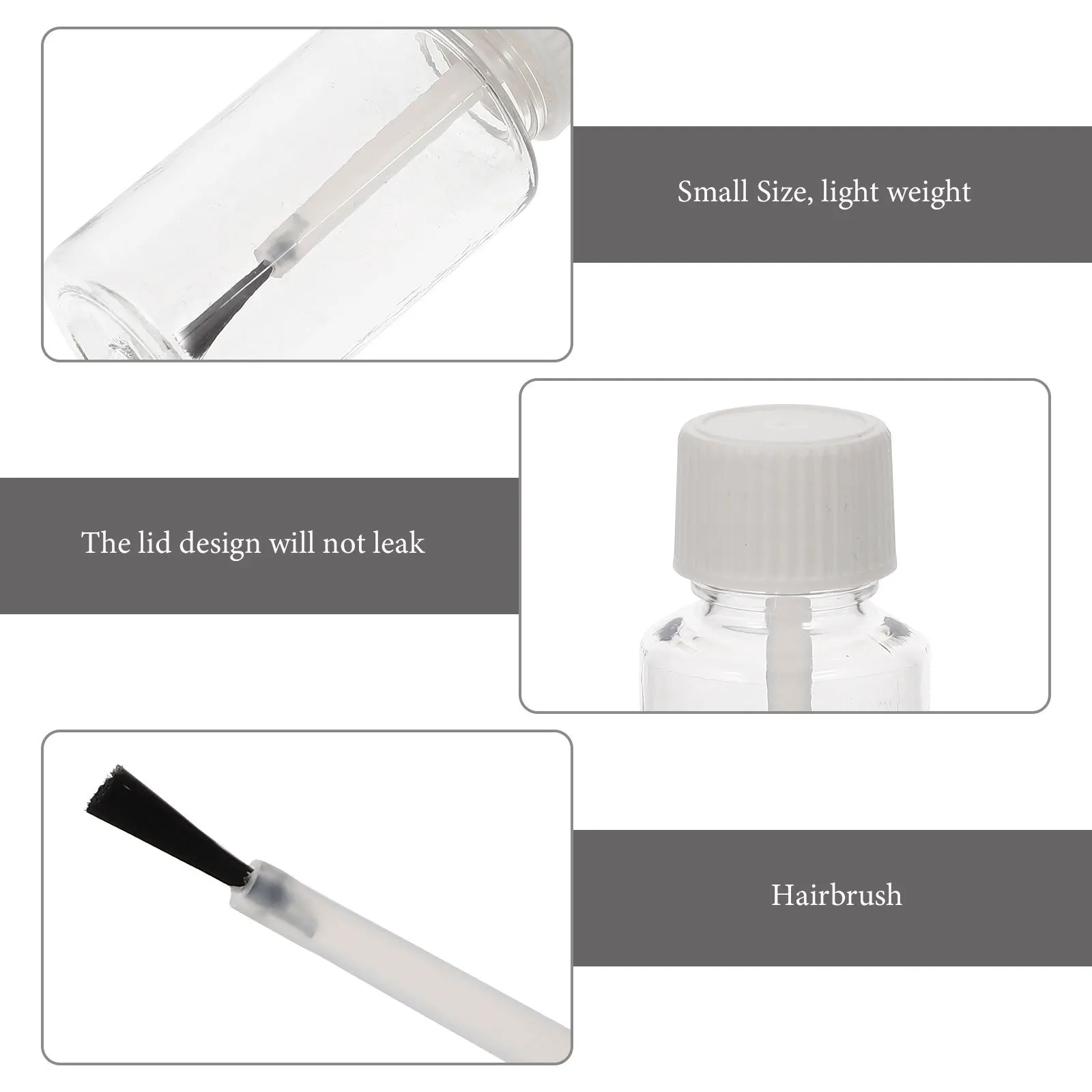 8 stuks lege nagellakflessen met borstel doorzichtige herbruikbare plastic fles voor etherische olie theeboomolie vloeibare latex manicure