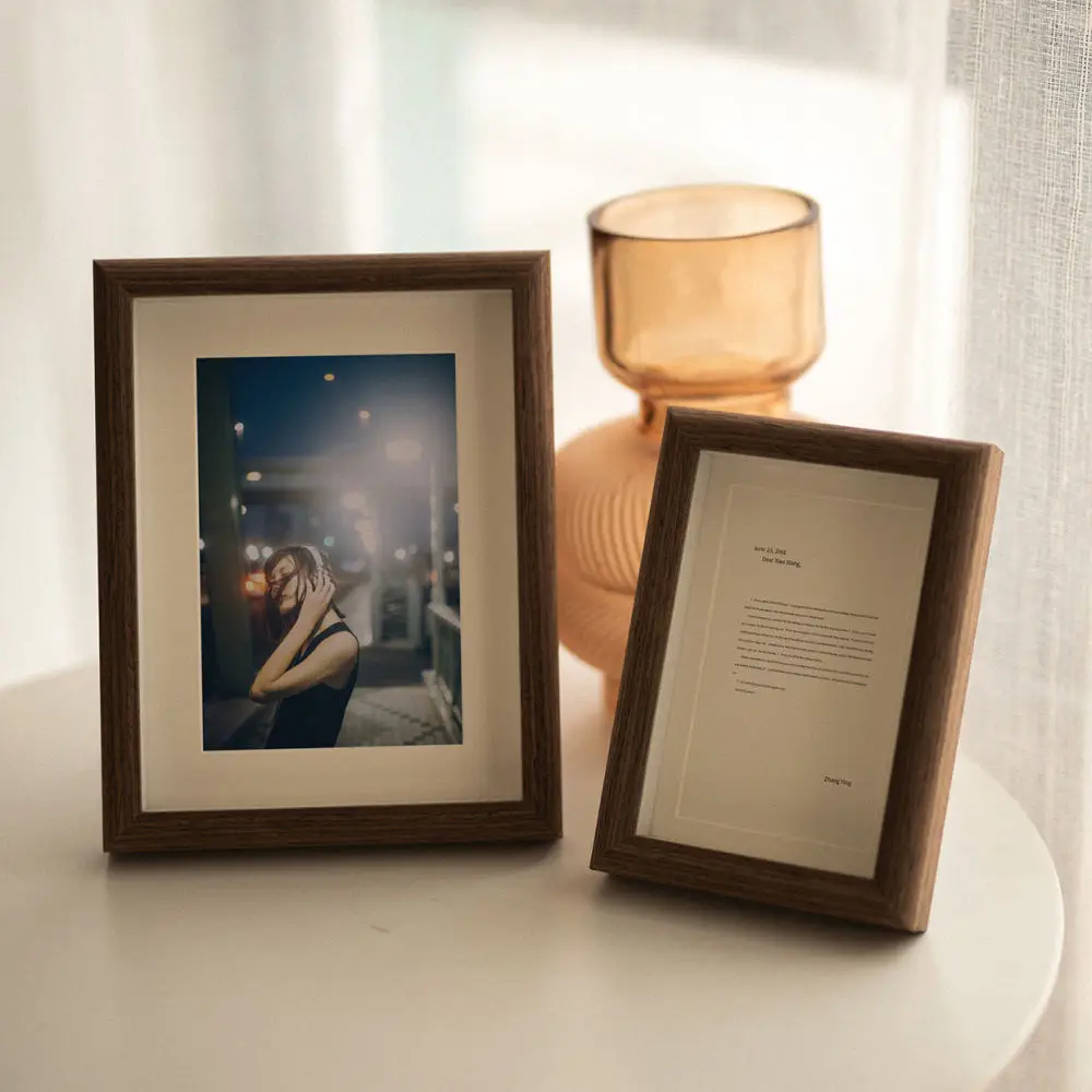Wooden Deep Shadow Box Picture Frame Hollow Design 3D Memory Display Case Tabletop Wall Hanging Home Decor Art