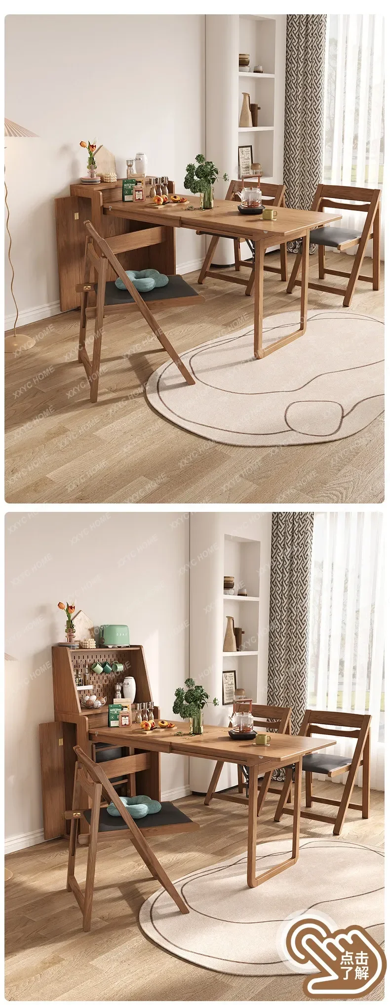 A  Foldable Dining Tables Creative Kitchen Sideboard Solid Wood Extendable Table Creative Home Furniture