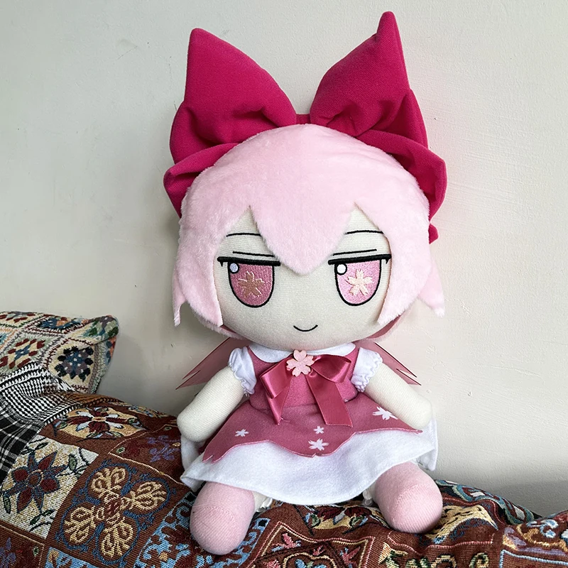 New 30cm Cirno Fumo Touhou Project Pink Sakura Eyes Cirno Plush Toy Snowflake Eye Design Baka ⑨ Clever Style Fans Birthday Gifts