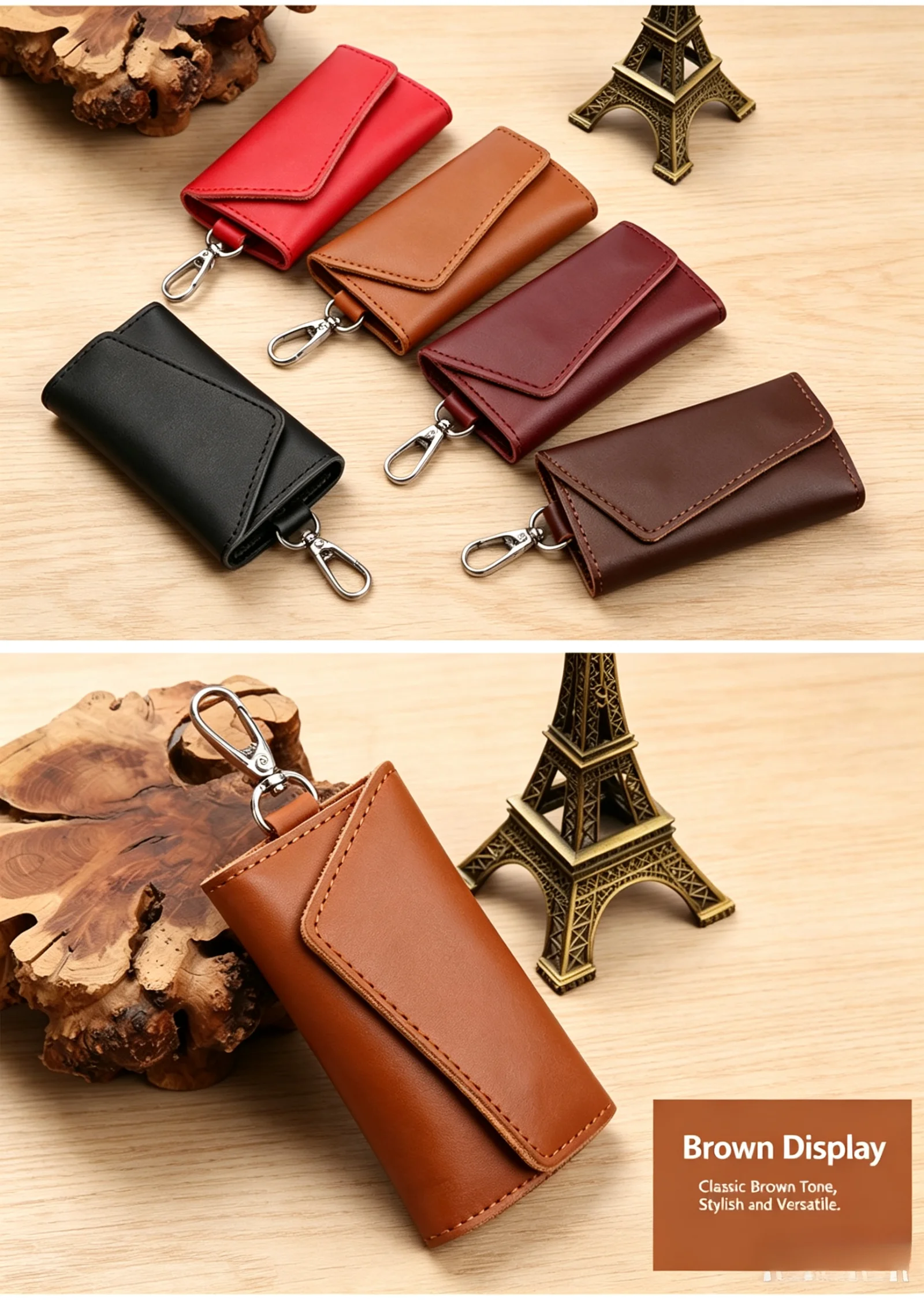 Echtes Leder Schlüsselanhänger Schlüsselhalter Organizer Tasche Autoschlüssel-Geldbörse Haushaltshelfer-Etui Mini-Kartenetui für Männer und Frauen Hochwertiges Geschenk – Detail 18