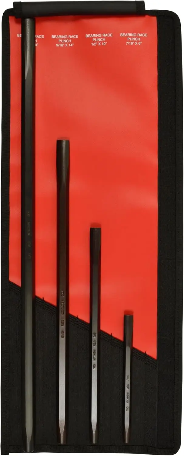 Pro Bearing Race Punch Set, 4-Piece, Black Oxide Finish, for Automotive & Industrial Use