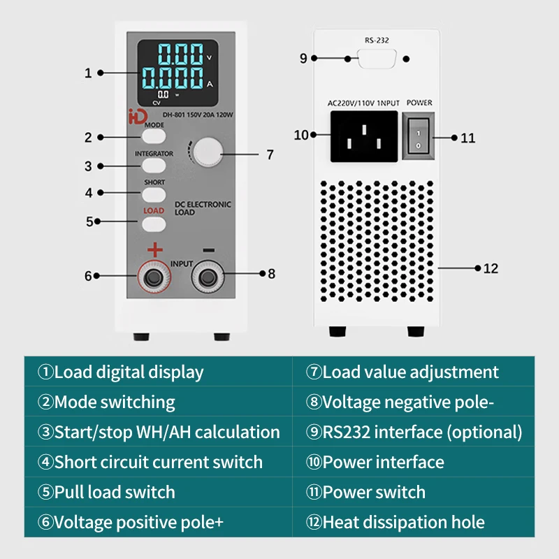 150V 20A Electronic Load Tester DC Programmable 120W Battery Internal Resistance Load Tester