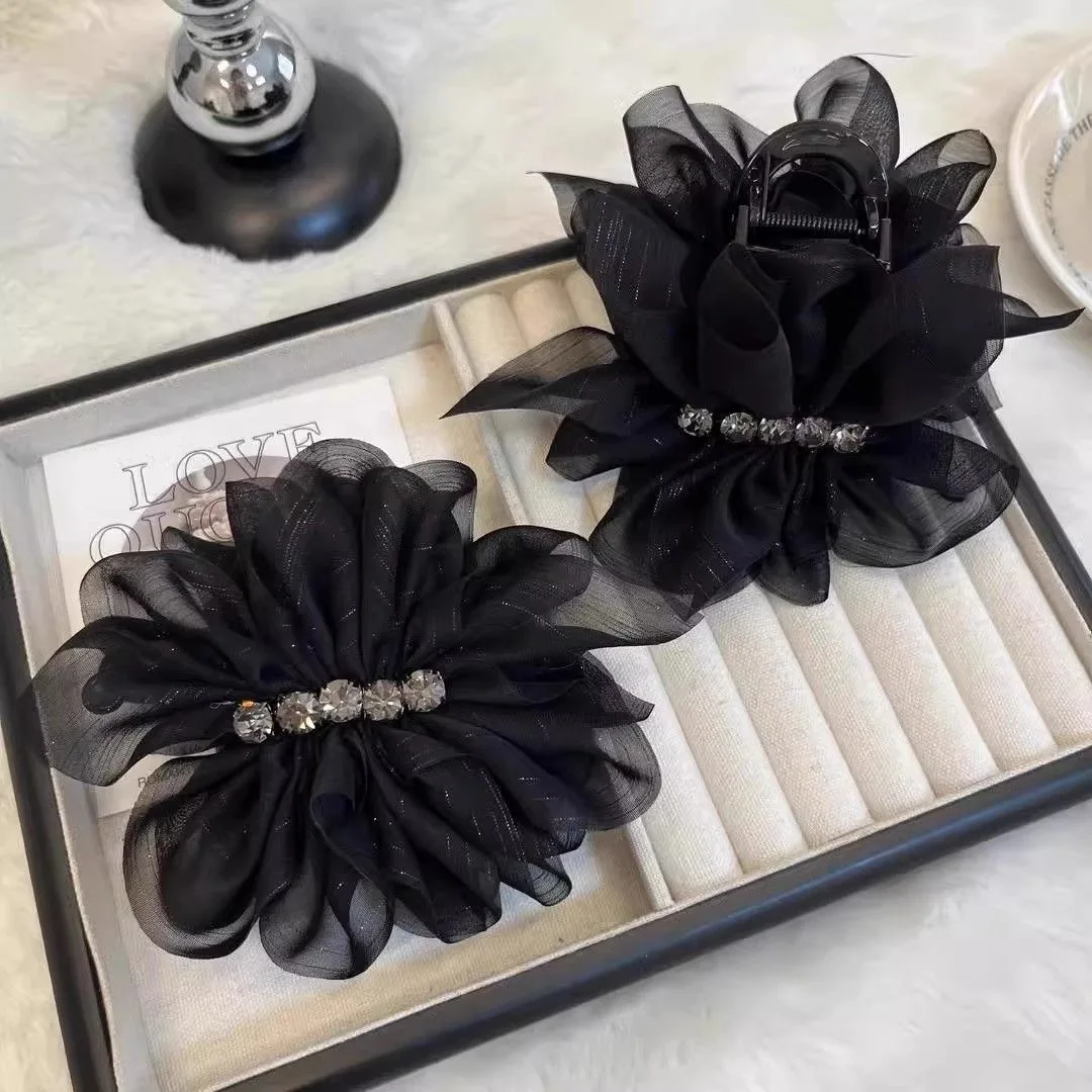 AWAYTR كريستال الشاش ذيل حصان النسيج مشبك شعر كراب إكسسوارات الشعر للنساء مقاطع الشعر دبابيس الشعر فتاة المشابك