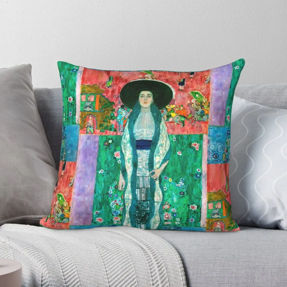 Gustav Klimt Adele Bloch Bauer Square Pillowcase Polyester Linen Velvet Printed Zip Decor Pillow Case Car Cushion Case 45x45