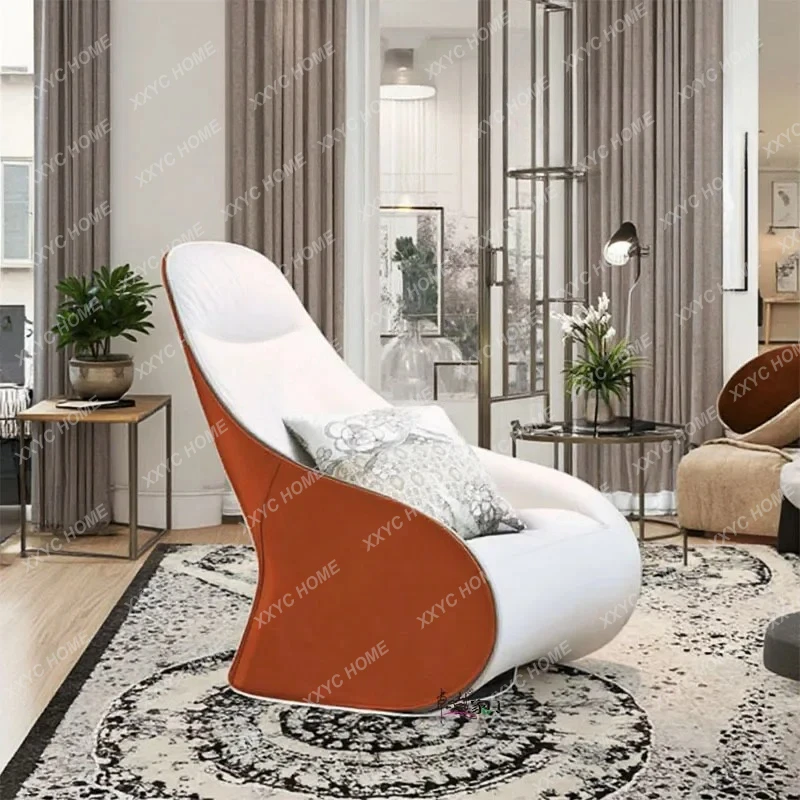 HModern simple sofa chair stainless steel rotating leisure creative small apartment light luxury single chair