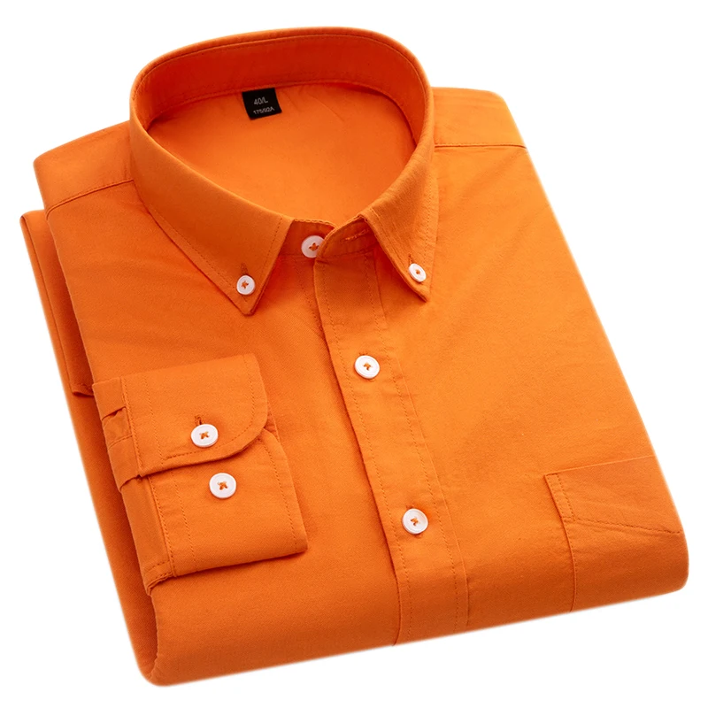 

Classic Shirts for Men 100% Cotton Oxford Long Sleeve Shirt Man Casual Regular Fit Soft Spring Summer New Solid Color Clothing