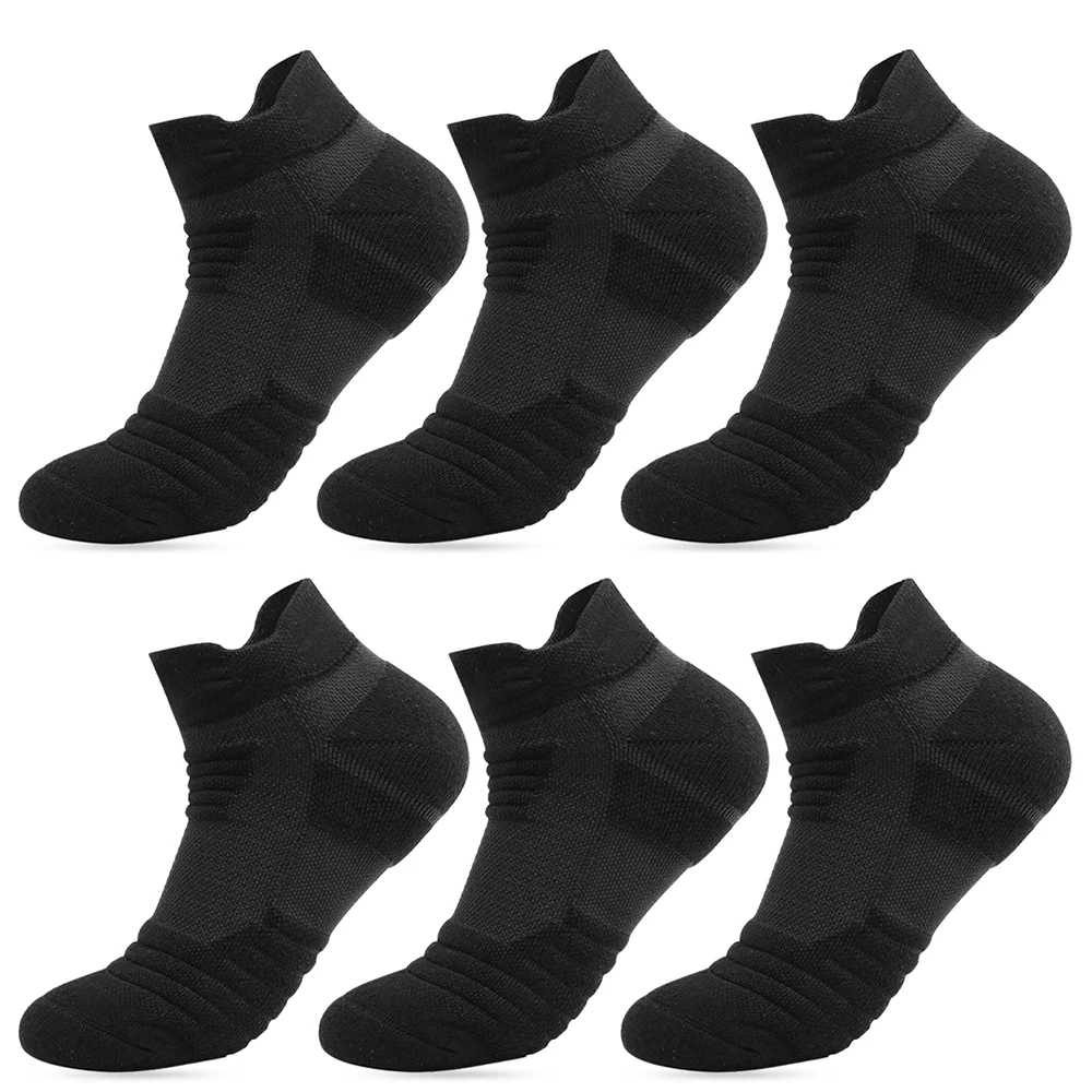 3 pairs marathon compress short socks black Outdoor fitness Towel bottom socks sole Breathable absorbent ankle socks man gift