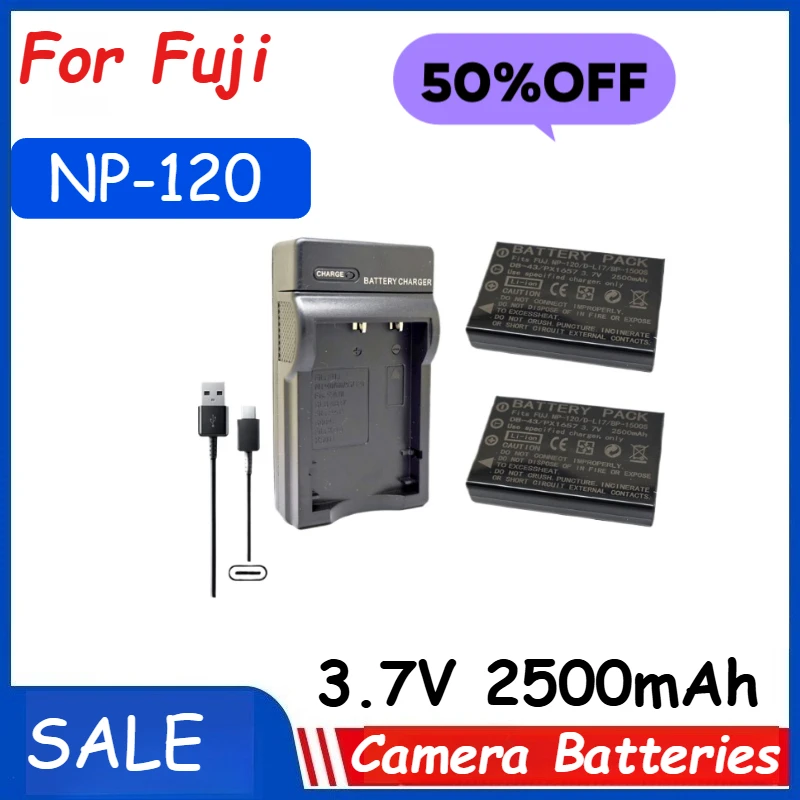

3.7V 2500mAh NP-120 NP120 Camera Battery +USB Charger for Fuji Fujifilm F11 F10 M603 Zoom Pentax MX4 MX550 RICOH GX8 300G 500G