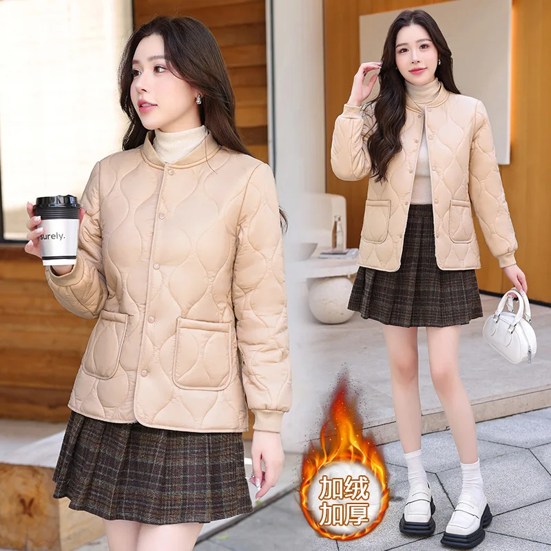 Plush Collar Down  Jacket for Women 2025 New Warm Cotton Jacket, Lightweight and Close Fitting, with Plush and Slim Fit