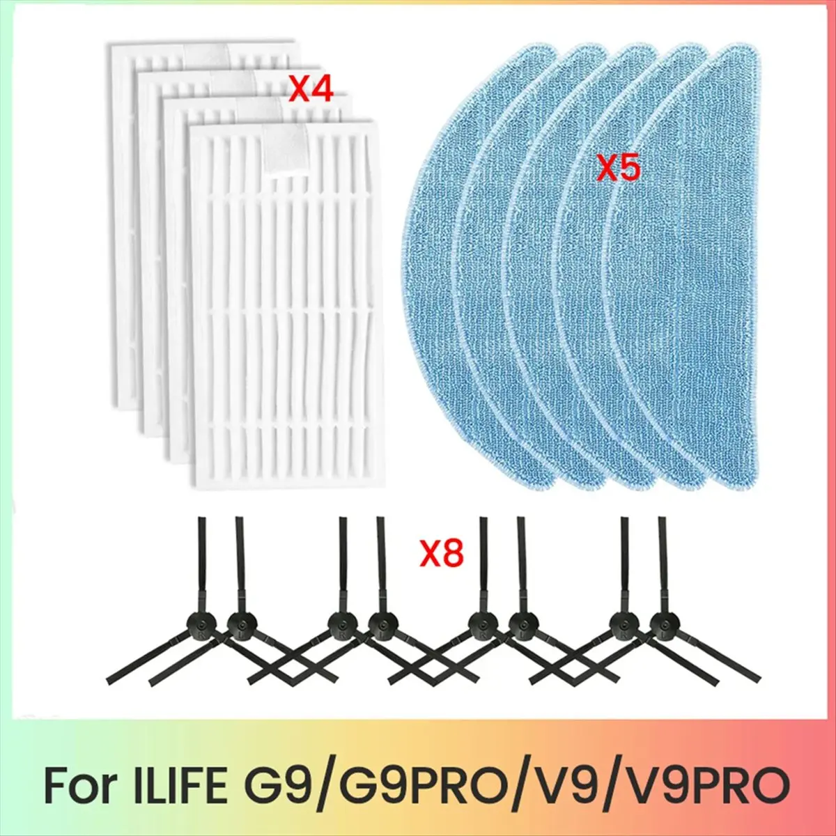 【Newest AT03】Side Brush Filter Mop Cloth for G9/G9PRO/V9/V9PRO Vacuum Cleaner Accessories