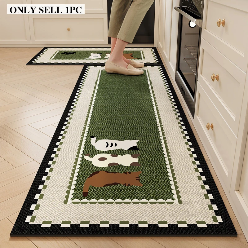 Kitchen Carpet Non-Slip Absorbent Floor Mat Cartoon Striped Rug Long Strip Carpets Diatom Mud Home Decor Rugs Alfombra De Cocina
