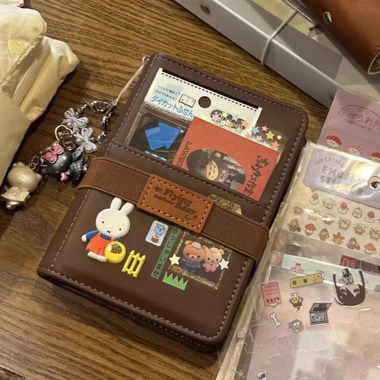 Retro Brown M5 Binder Mini PU Leather Notebook M5 Loose Leaf Journal Girl Student Diary with Elastic Strap Notebook M5 다이어리