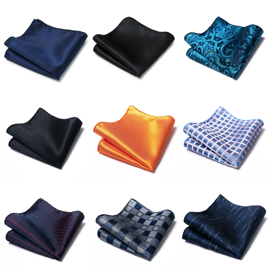 Foulard en soie de marque de haute qualité pour homme, rayé bleu foncé, pour la fête du poisson d'avril, mouchoirs carrés de poche pour fête formelle, costume Hanky