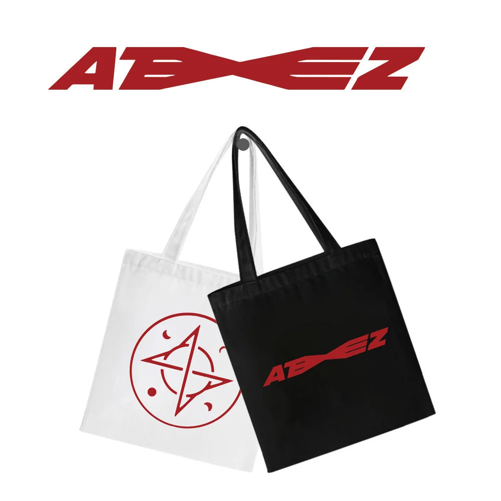 Bolsa de lona con logotipo rojo de Kpop ATEEZ Album, bolso de algodón versátil clásico, bolso con cremallera, colección de regalos para fanáticos de Hongjoong Seonghwa Yunho