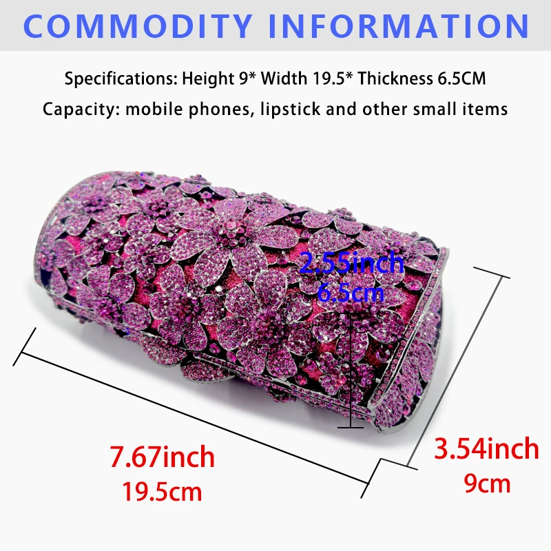 2024 Luxury Women's Bag Diamond Clutch Bag Gemstone Wallet Fancy Bag Wedding Party Bag Gold silver Rose Red Color Bag