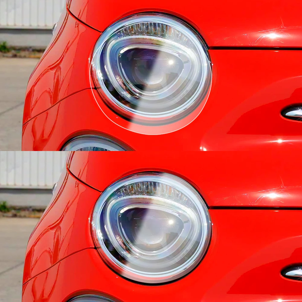Smoke Black Pre-cut Car Headlight Protective Film For Fiat 500 2019-2023 TPU PPF Anti-Scratch Car Vinyl Wrap Kit High-Gloss Film