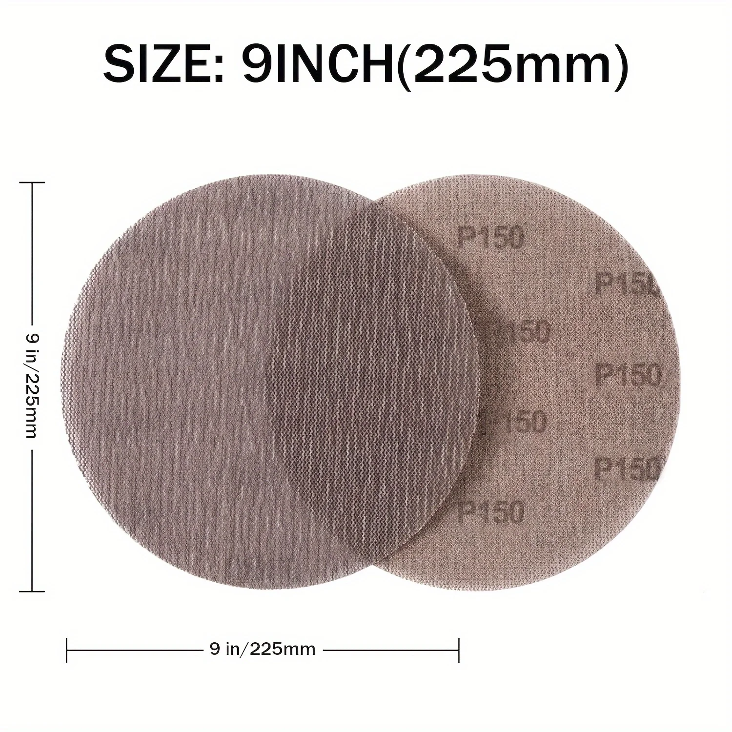 10Pcs 9 Inch Sandpaper Mesh Abrasive Hook and Loop Dust Free Sanding Discs Anti-blocking Dry Grinding Sandpaper 80-600 Grit
