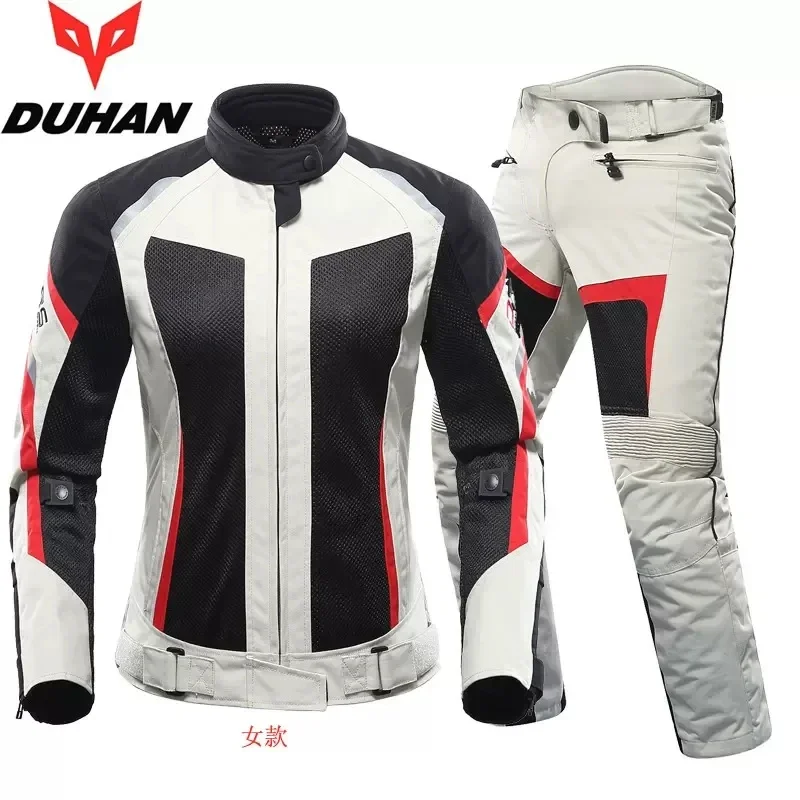 

DUHAN Motorcycle Jacket Women Moto Suit Breathable Pants Cycling Clothing Summer Motorbiker Riding Clothing Body Protector