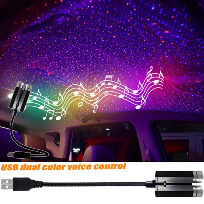 

Car Interior Roof Atmosphere Star Night Light USB Plug LED Lamp 360 Adjustable Projection Light Car Decoration