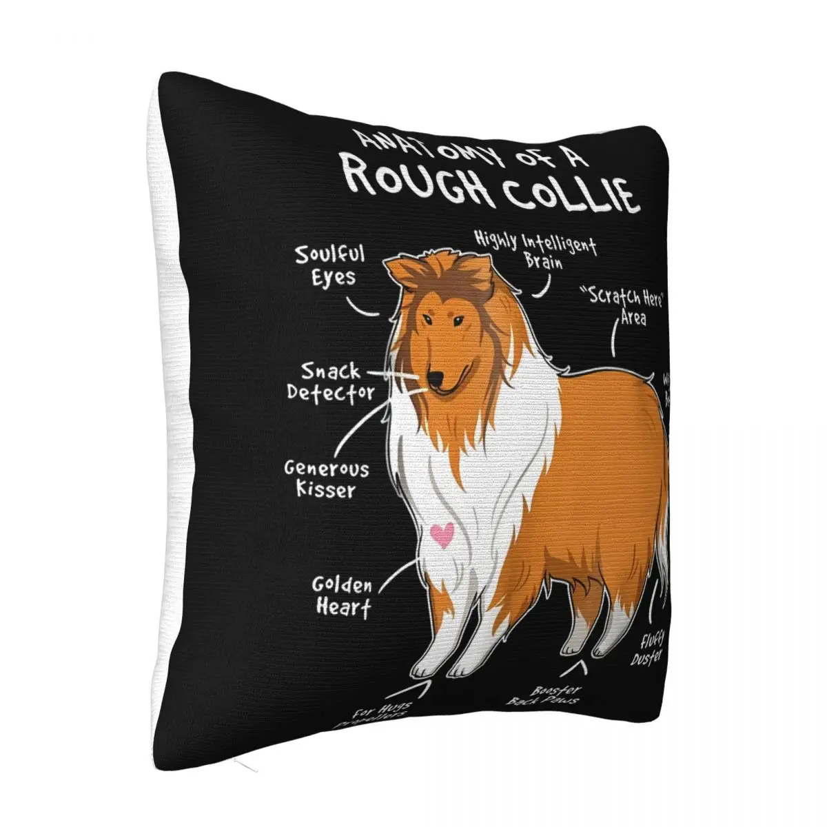 Anatomy Of A Rough Collie Funny Dog Puppy Gift Vintage Men Gift Tee Cute Women Pillow Case