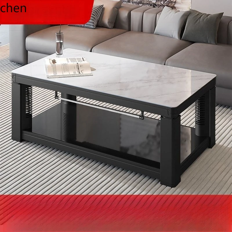 CZ Height Adjustable Heating Coffee Table Heating Table for Home Living Room Rectangular Rock Board Electric Heater