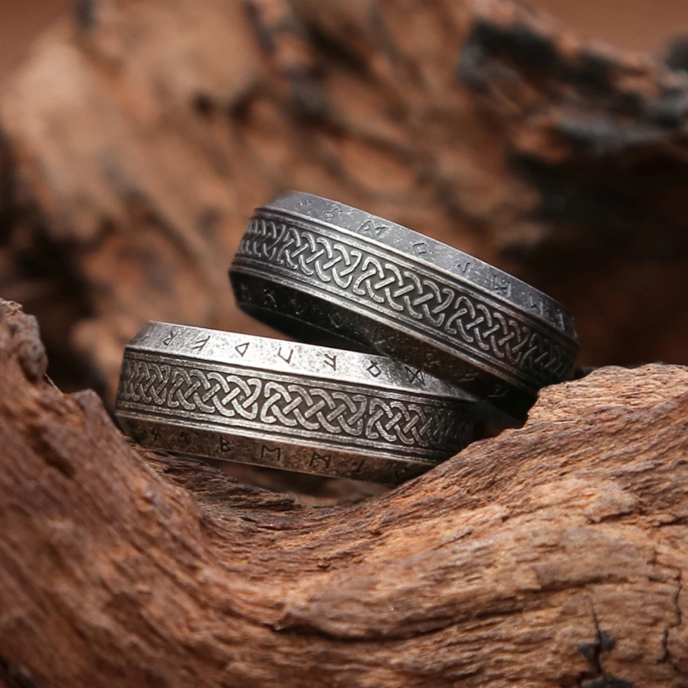 Simple Viking Rune Rings Fashion Vintage Stainless Steel Nordic Celtic Knot Ring for Men Women Amulet Jewelry Gift Dropshipping