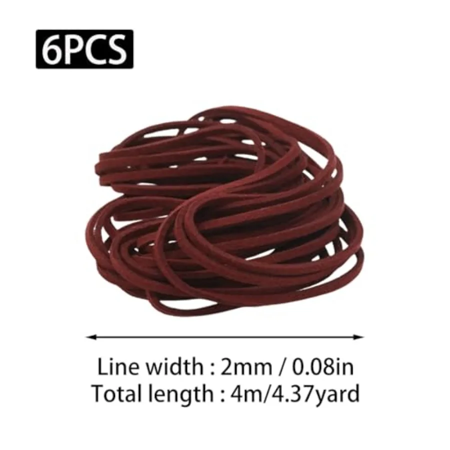 6 Pcs 4.37 Yard Multicolored Natural Leather Cords, Flat Leather Rope Thread Cord, Braiding String for Jewelry Making/Braided B