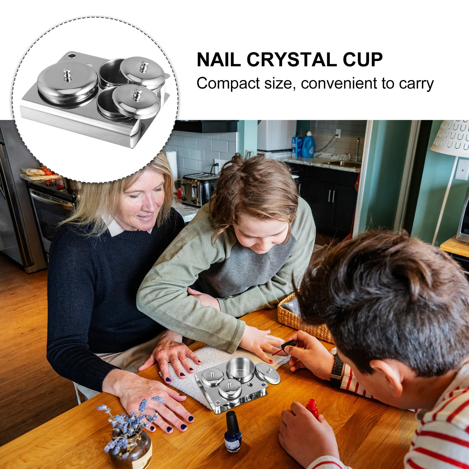 3 stuks nagel kristal bekers hoogglans mini acryl vloeibaar poeder container deksel manicure kunst salon tool nagel kristal beker