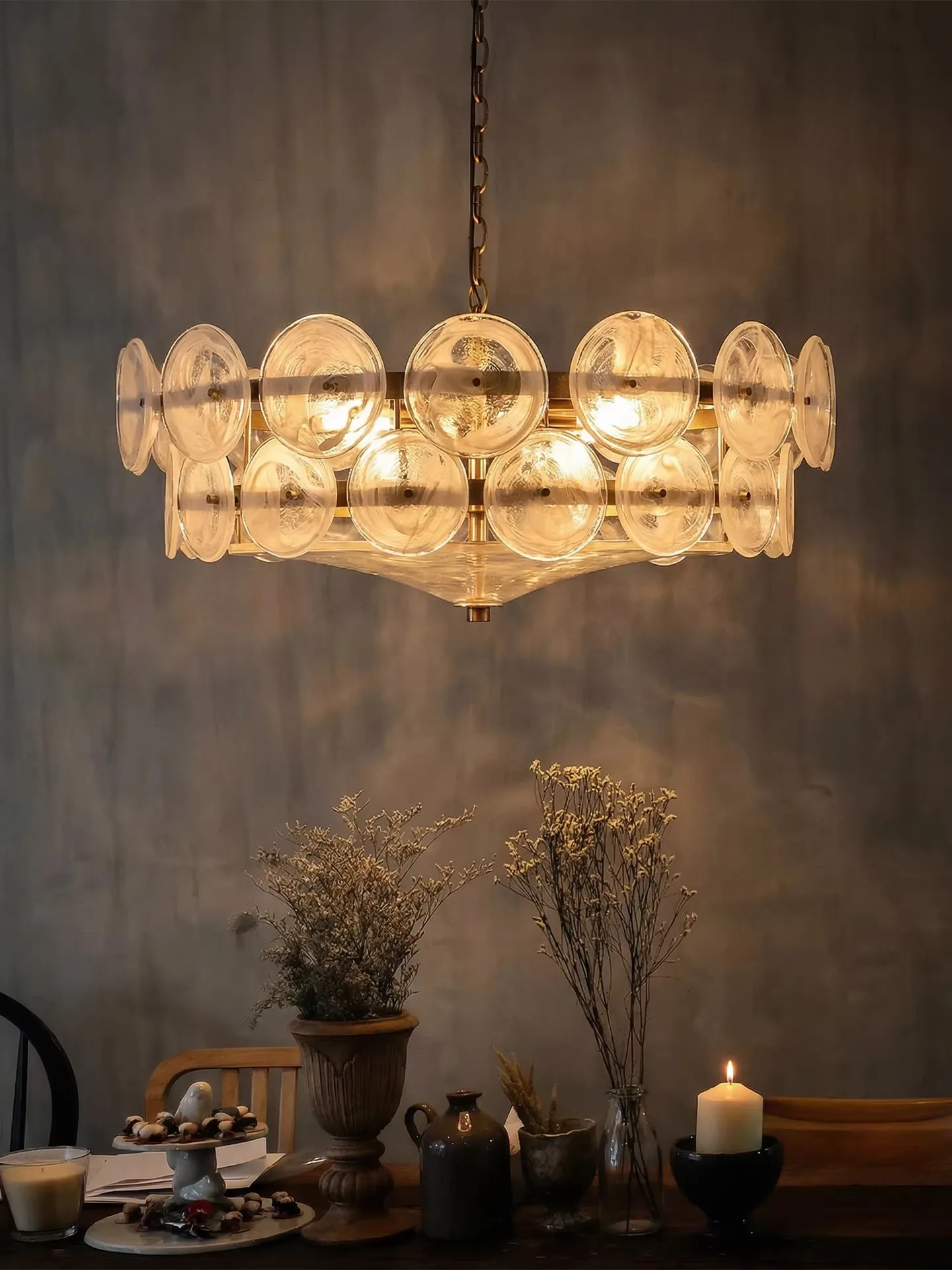 French Style Light Luxury Retro Handmade Glass Living Room Chandelier, American Style Bedroom Dining Room Chandelier