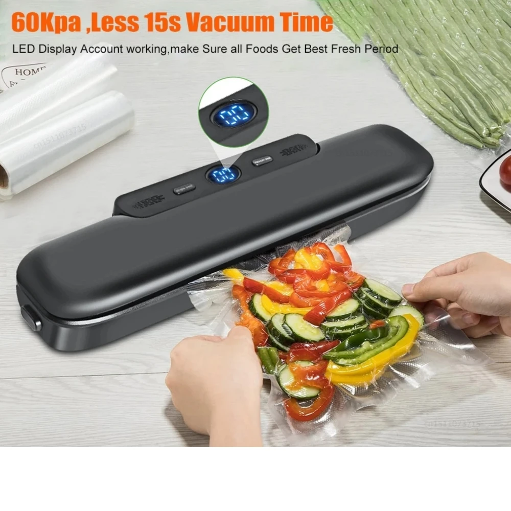 Electric Vacuum Food Sealer Machine and Bags Household One Click Vacuuming For Wet Or Dry Food Packing Vacuum Sealing Machine