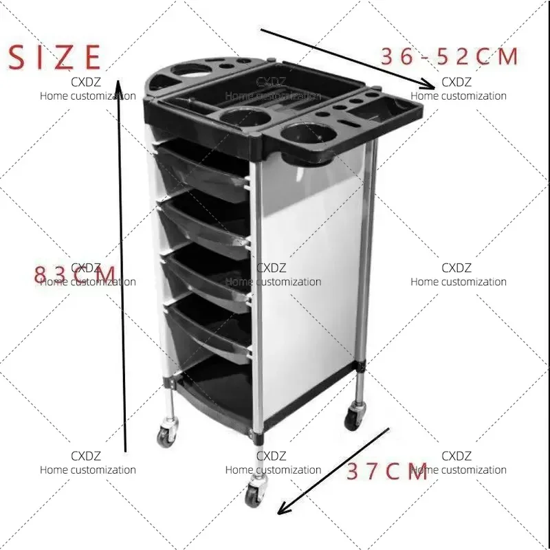 Mobile Hair Salon Cabinet with Drawers Multifunctional Beauty Barber Storage Shelf Removable Tool Cart for Salon Supplies