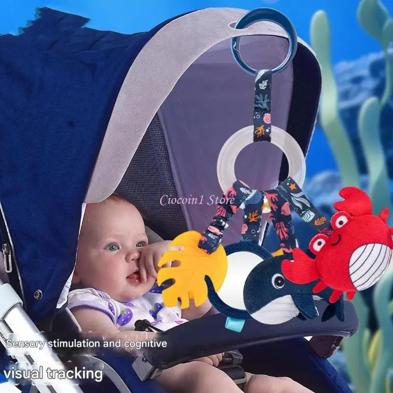 Y1UB かわいいクジラの形のベビーベッドの周りにぶら下げおもちゃガラガラ感覚刺激