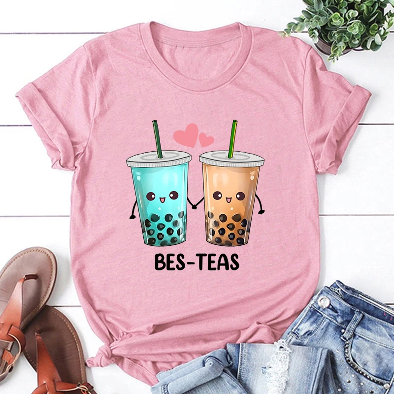 Hot Bubble Tea T Shirt Men'S Women'S Funny Printing T-Shirt Casual Cool Streetwear Fashion T Shirt Couple Hip Hop Shirt Top