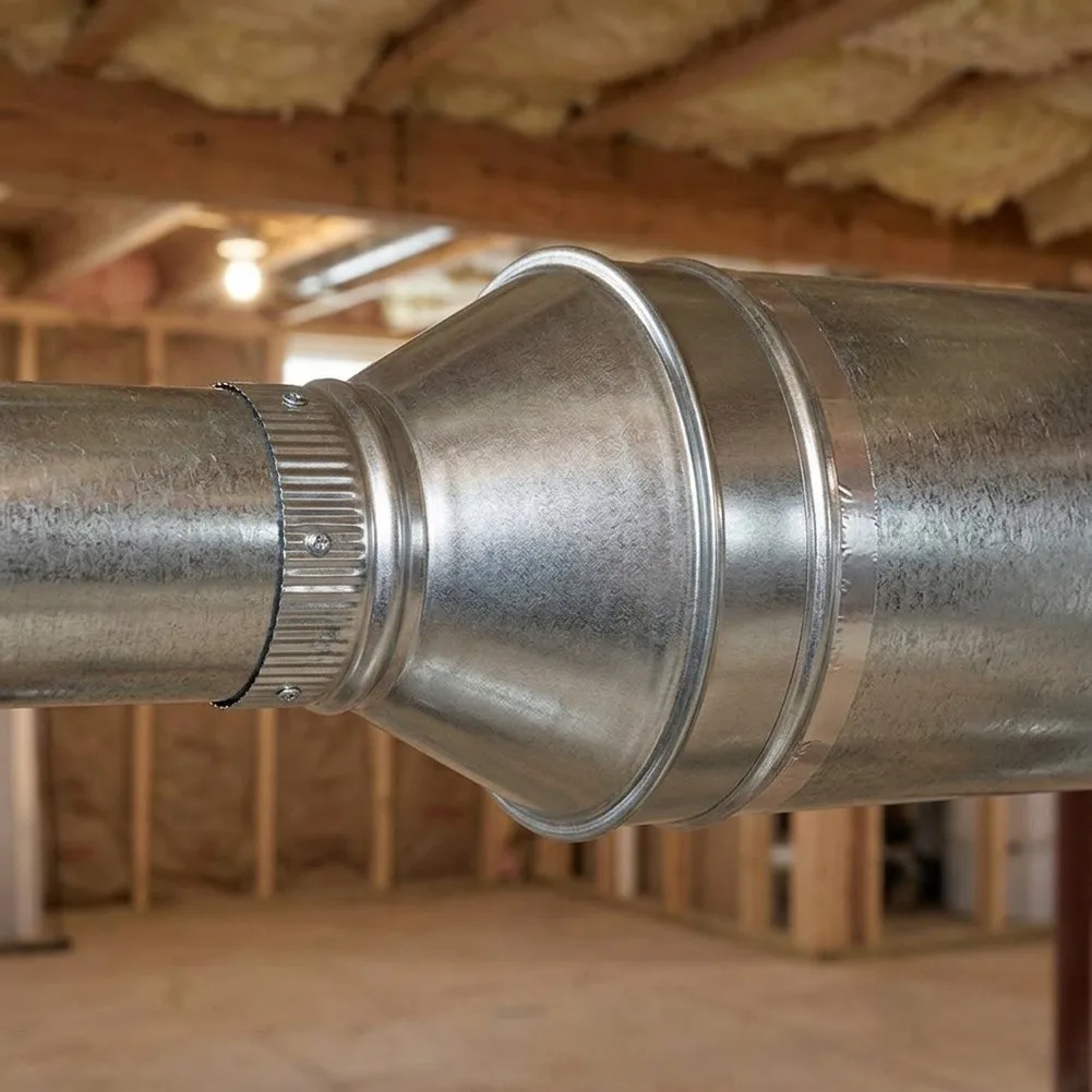 8 to 4 Inch Galvanized Steel Duct Reducer for Stable Duct Transition in Residential Commercial and Industrial For Exhaust