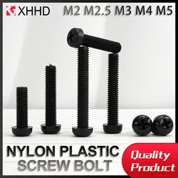M2 M2.5 M3 M4 M5 Metric Threaded Black White Nylon Plastic Insulated Phillip Screw Bolt Home Improvement DIY EngineeringL=4-50mm