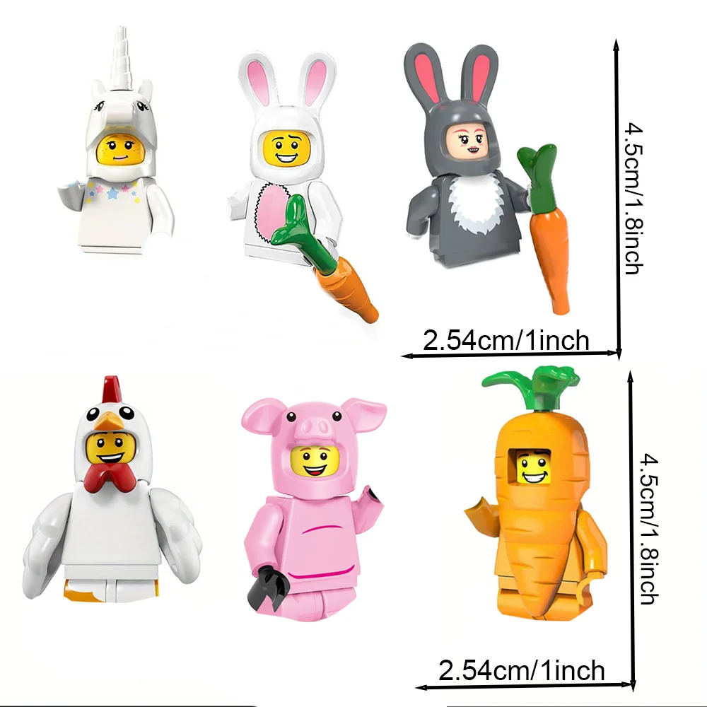 Rural animal action figure building block Rabbit koala chicken pig radish animal mini doll Building Block set  Halloween gift