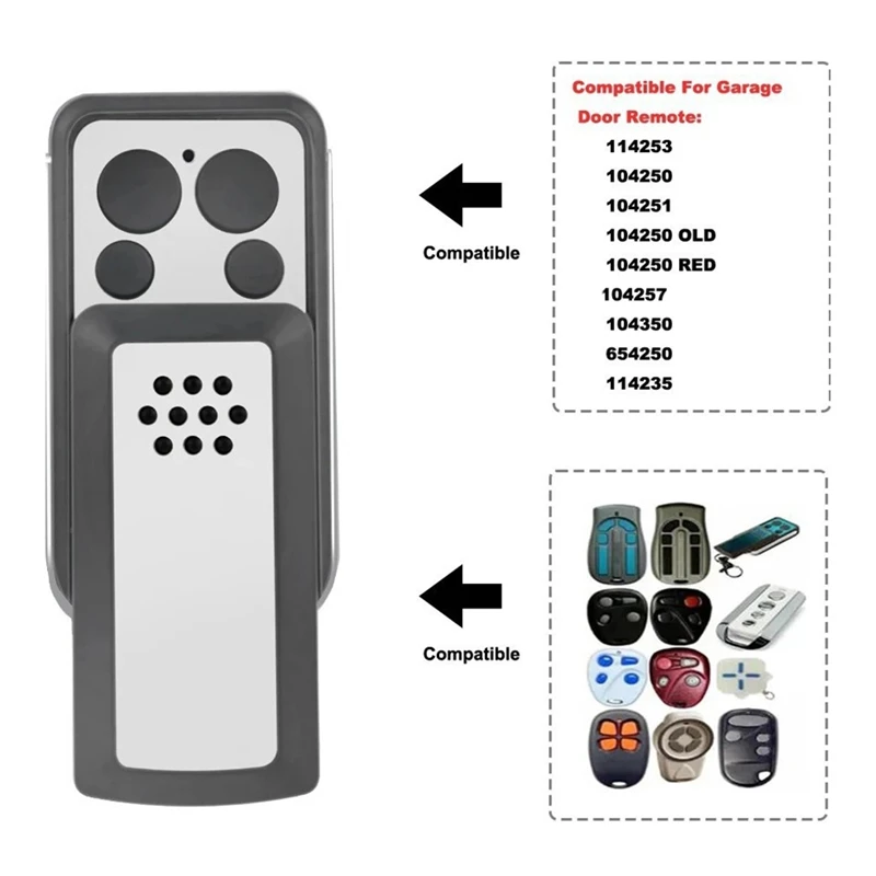 Garage Door Remote Control For Alutech 114253,104251,104257, 433Mhz Rolling Code