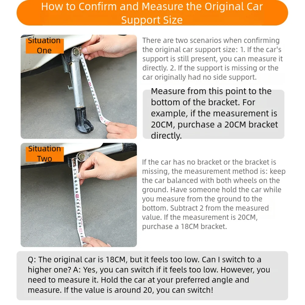 مسند جانبي للدراجة النارية مقاس 182022 سم معدني شديد التحمل للدراجة الكهربائية مع سهولة التركيب ولمسة نهائية للطلاء المخبوز