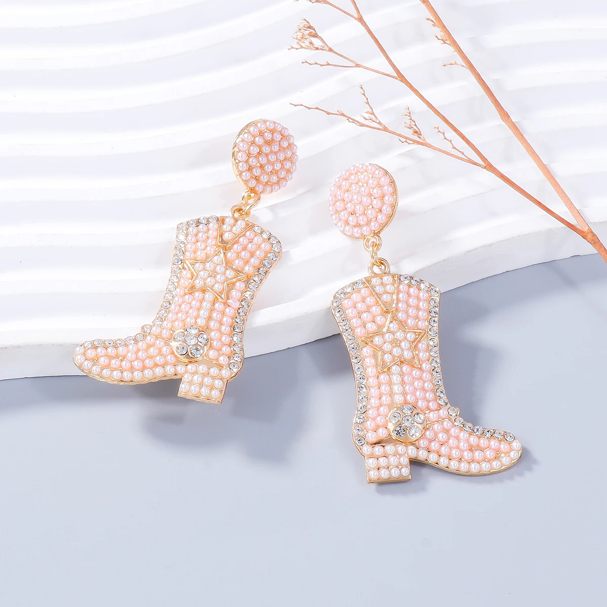 

2024 New Design Pearl Boots Earrings Brincos Casual Rhinestone Drops Earrings for Women Trendy Wedding Party Jewelry