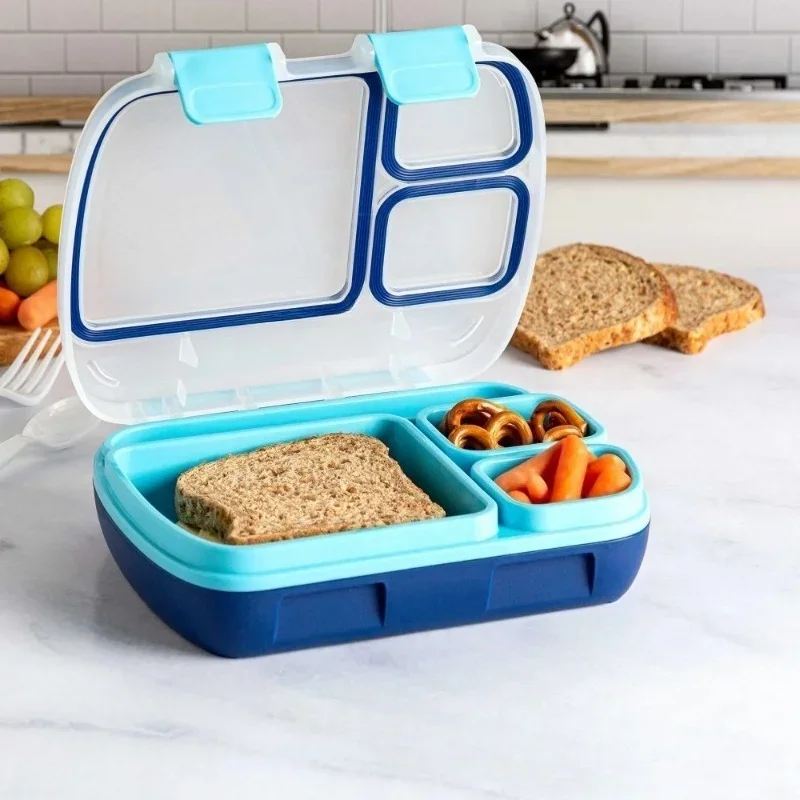 

New Upgrade.Removable Tray and Handle, Blue Lunch Box for Kids and Adults,free shippment
