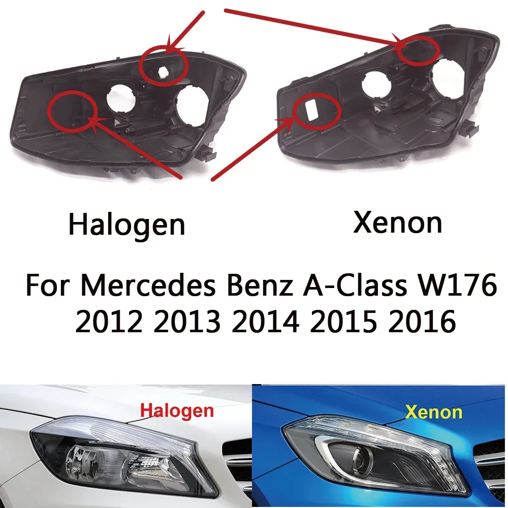 HTTCY For Benz A-Class W176 2012 2013 2014 2015 2016 Headlight Base Headlamp House Car Rear Base Auto Headlight Back House