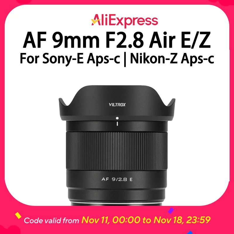 

Объектив Viltrox Af 9 мм F2.8 Air Ultra, широкоугольный объектив с фиксированным фокусом, подходит для Sony E-Port и Nikon Z-Port