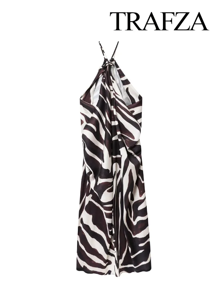 HH 2025 Female New Fashion Chic Sleeveless Dresses Printing Backless Lace-Up Decoration Women's Summer Elegant Long Dress